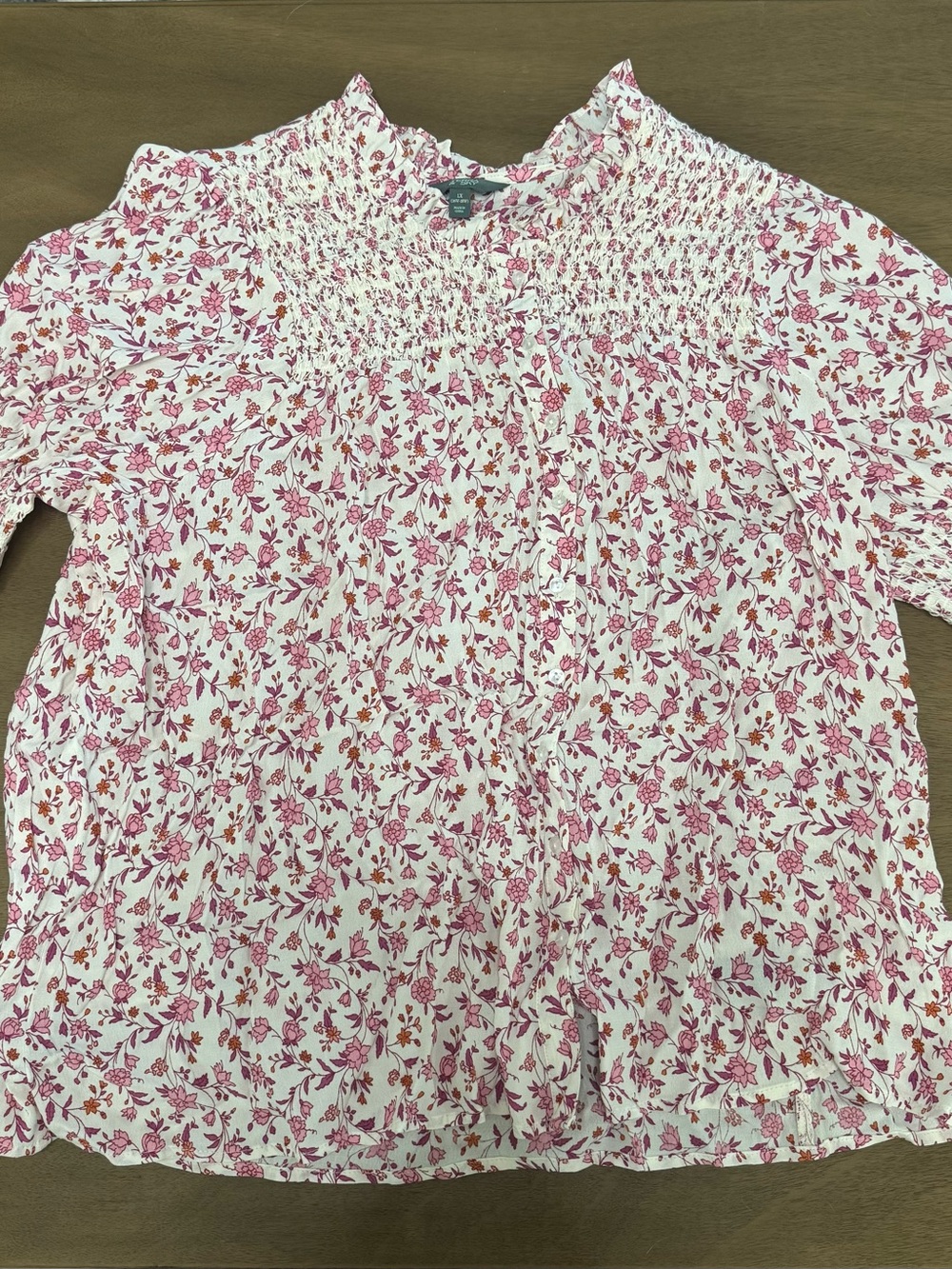 Terra & Sky White Blouse with Pink Floral Print